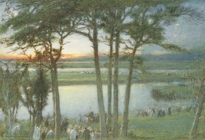 An Indian Funeral Procession by Albert Goodwin